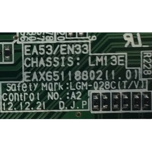 MAIN PARA MONITOR LG / NUMERO DE PARTE EAX65118802 / LM13E / PANEL LGM215BA41 / MODELO 22EA53T-PA.AUSNJVN